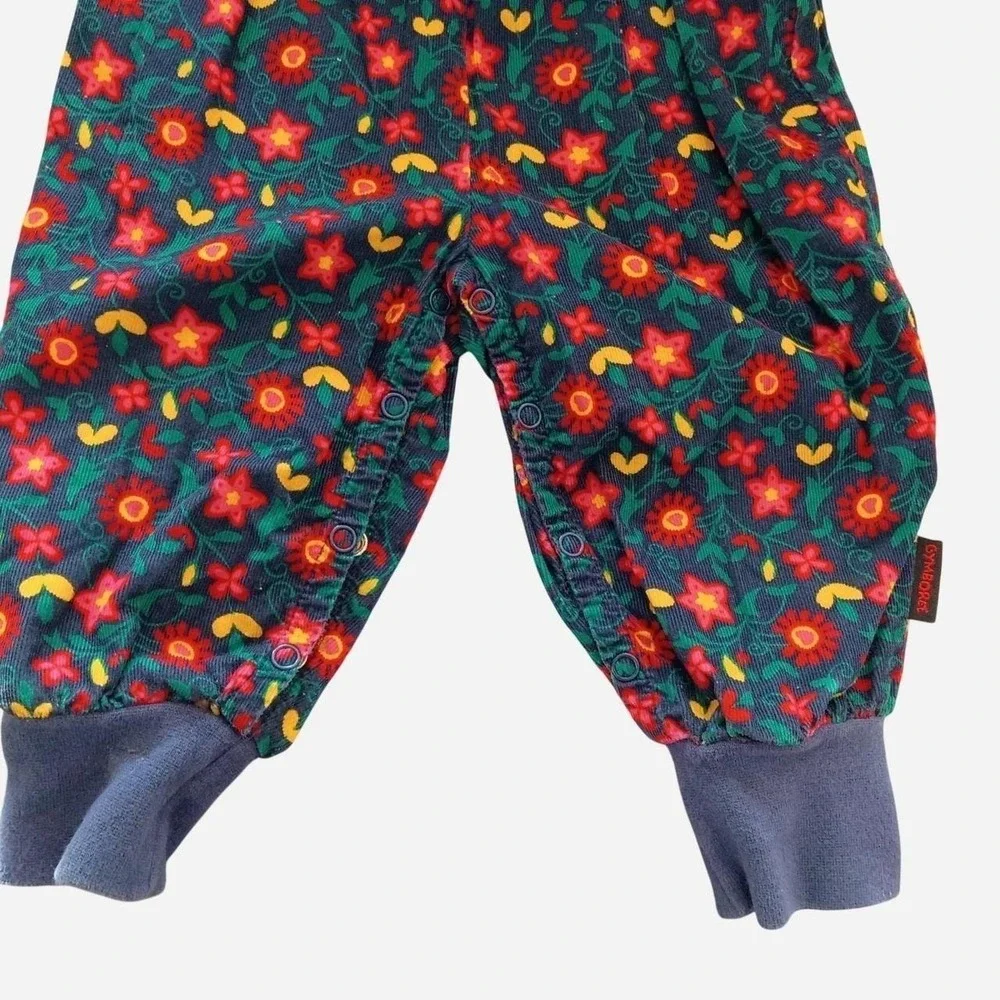 Vintage Gymboree Floral Cotton Playsuit With Blue Velvet Collar & Cuffs Size XS
